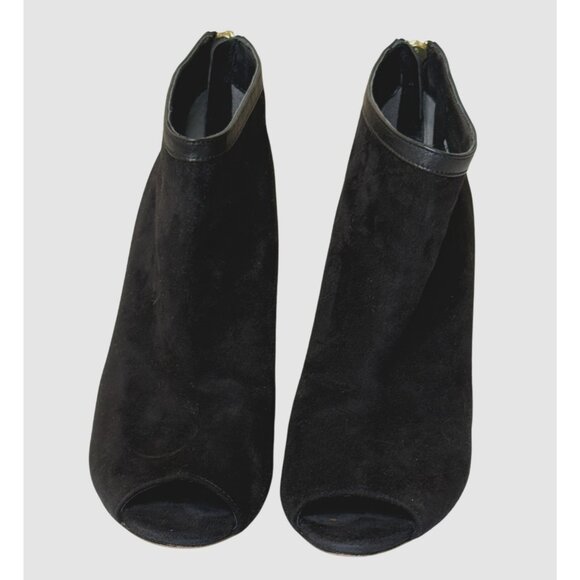 Ann Taylor Black Suede Peep Toe Wedge Booties 7.5M - Picture 5 of 12